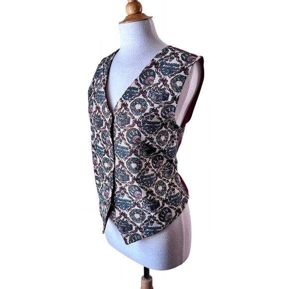 Vintage Bobbie Brooks Christmas Brocade 1990s Vest - Large - Picture 6 of 10